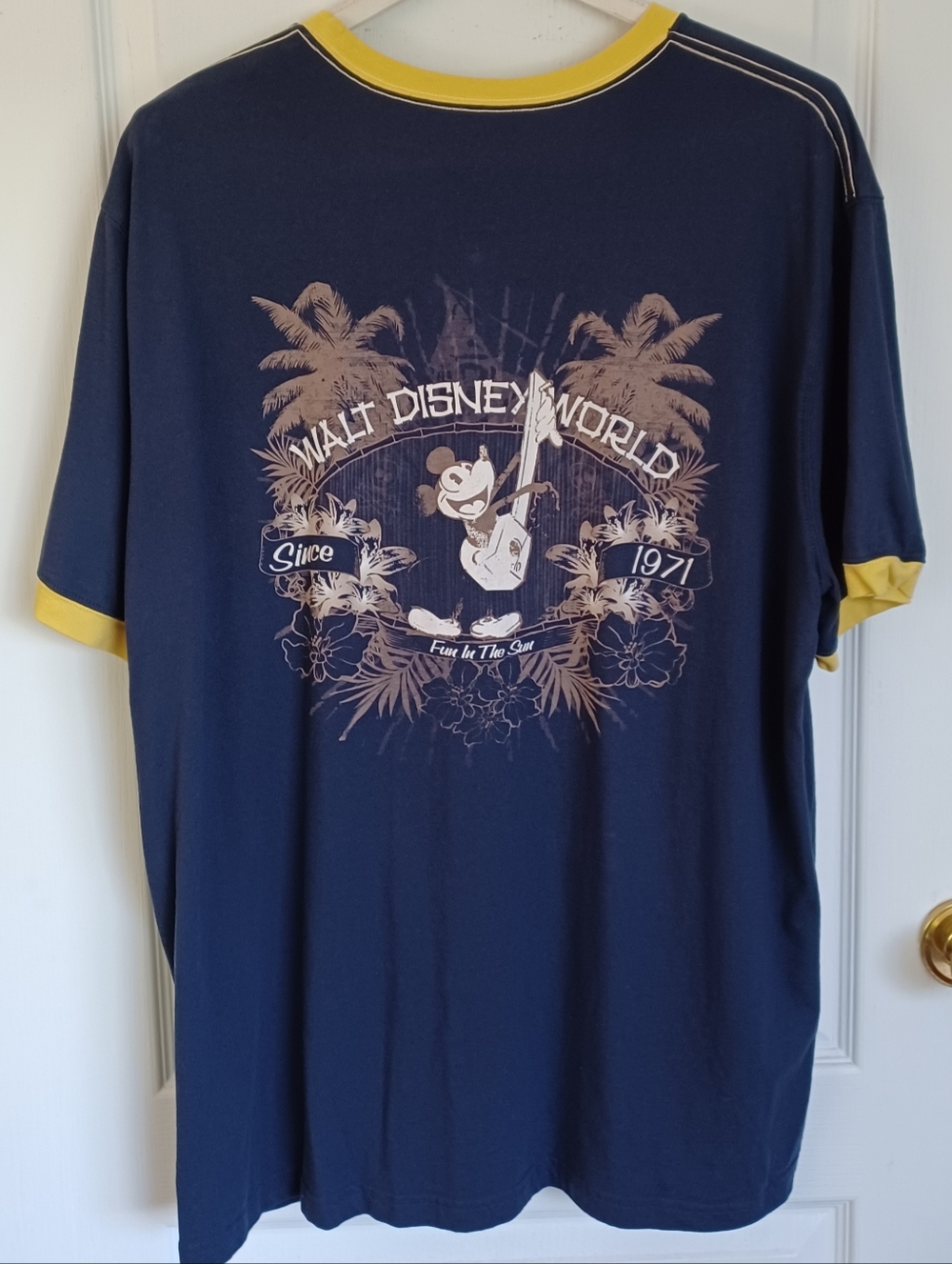 DISNEY WORLD SINCE 1971 FUN IN THE SUN MICKEY XL RINGER T-SHIRT DOUBLE-SIDED